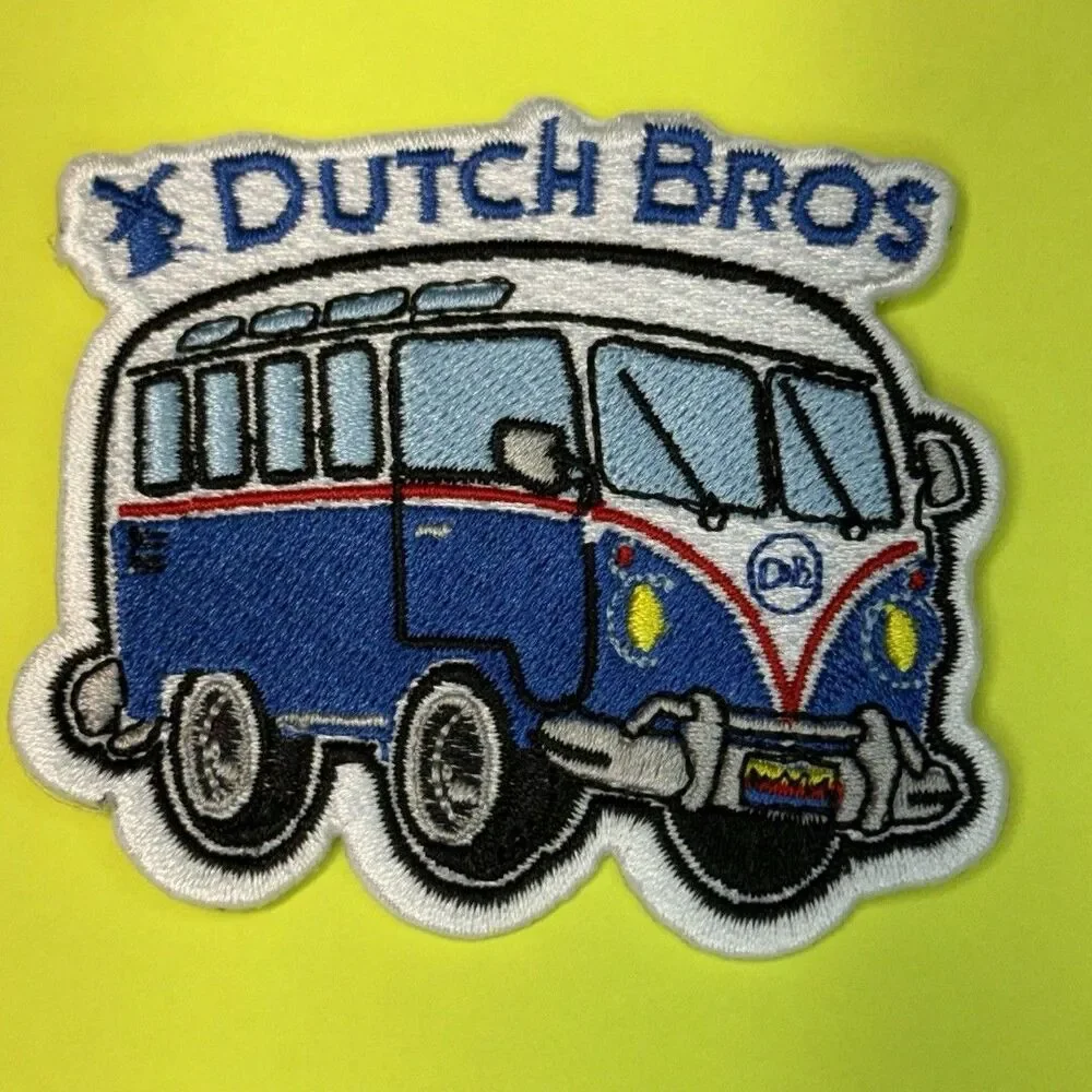 RARE! Dutch Bros Patch classic van  Embroidered Iron-On or sew-On Not Sticker